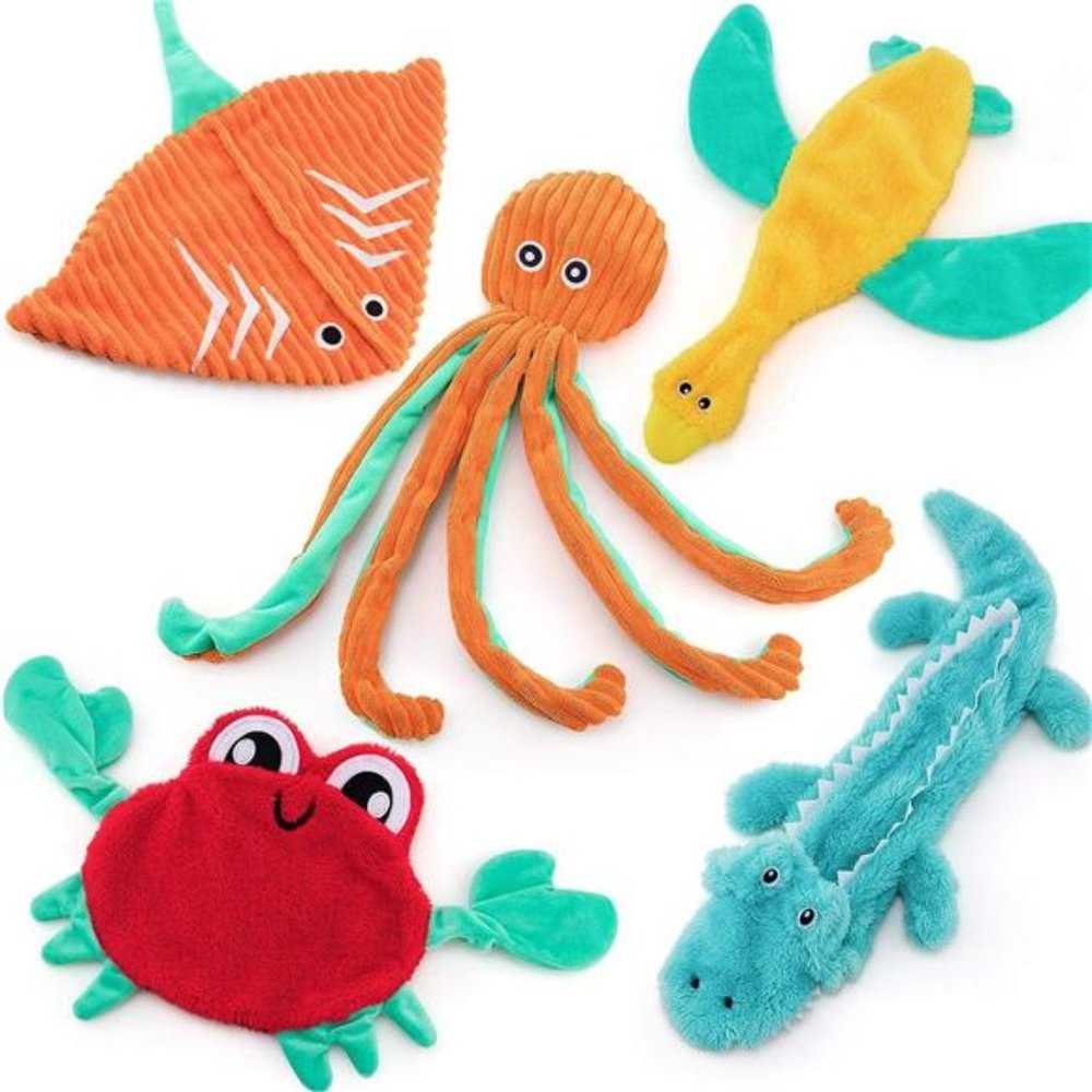 Dog Toys No Stuffing, 5 Pack Dog Squeaky Toys Durable Dog Chew Toy Set for Puppy
